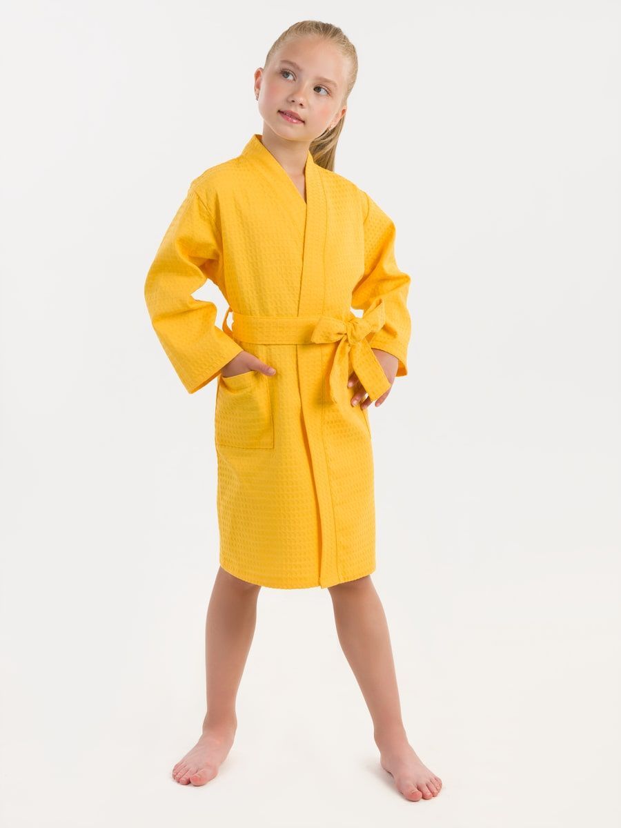 снимок Халат вафельный детский жёлтый от магазина BIO-TEXTILES ОПТ