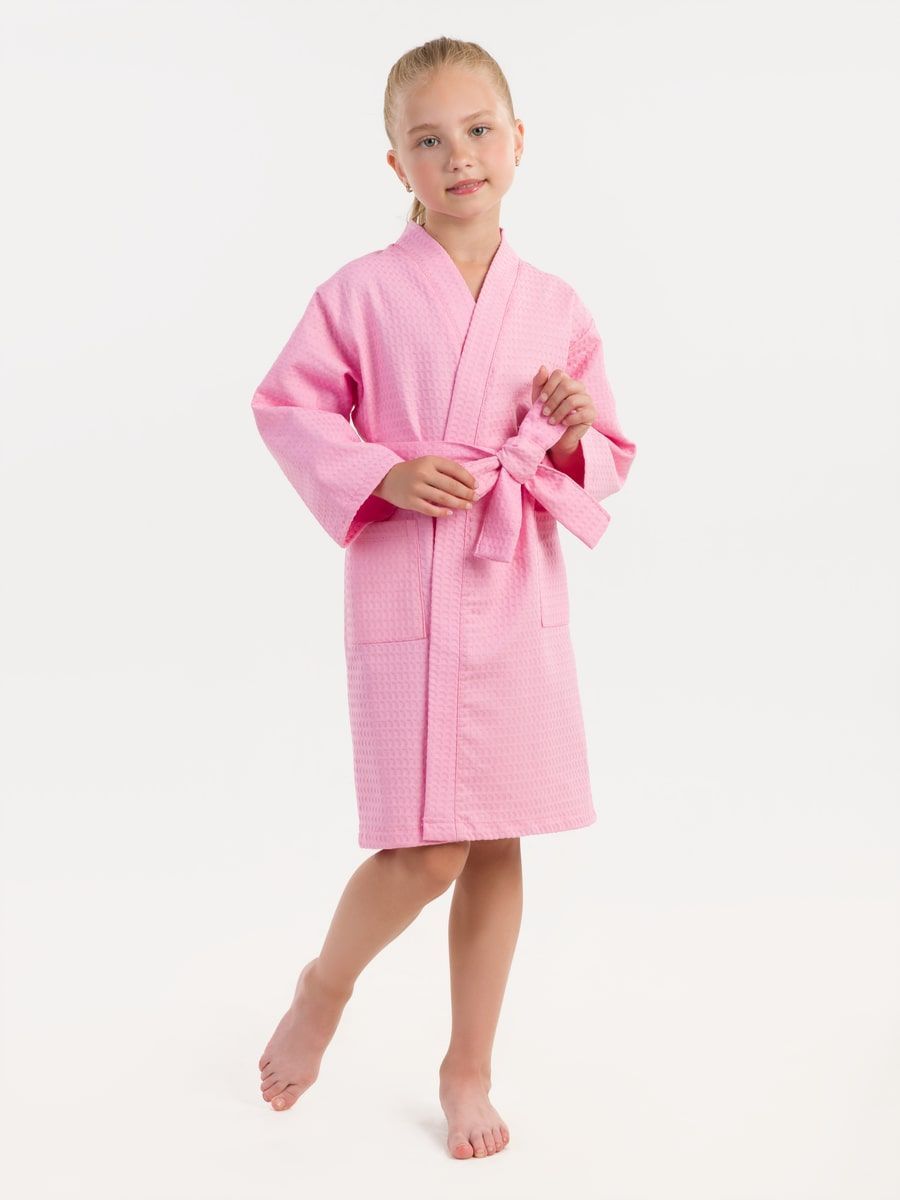 снимок Халат вафельный детский розовый от магазина BIO-TEXTILES ОПТ