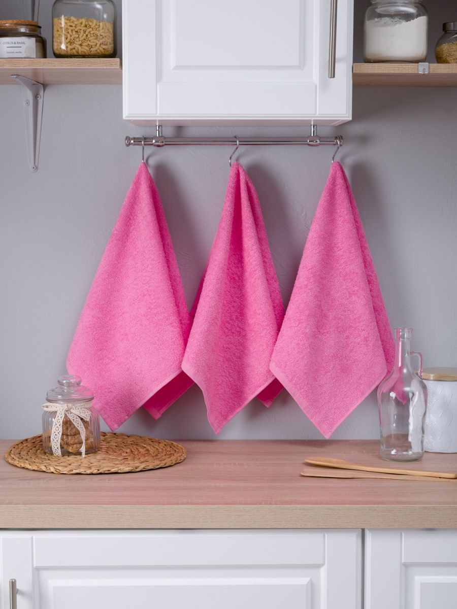 снимок Набор махровых полотенец 3 шт (40*70) розовый от магазина BIO-TEXTILES ОПТ