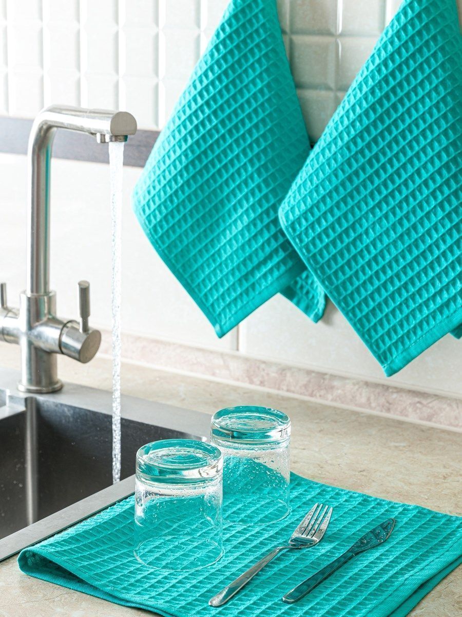 снимок Набор вафельных полотенец 3 шт (30*60) зеленые от магазина BIO-TEXTILES ОПТ