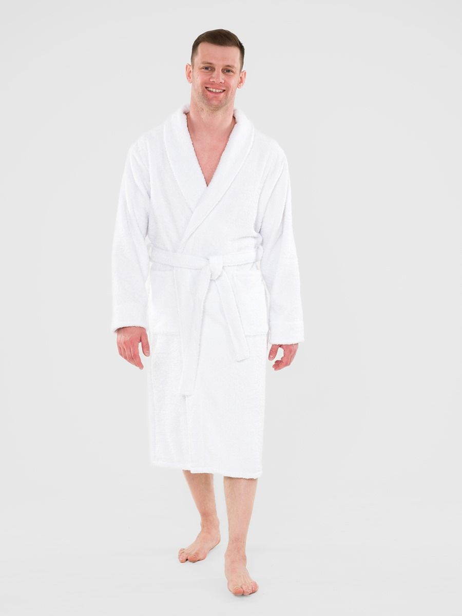 снимок Халат махровый PandaHug Leonardo белый шаль от магазина BIO-TEXTILES ОПТ