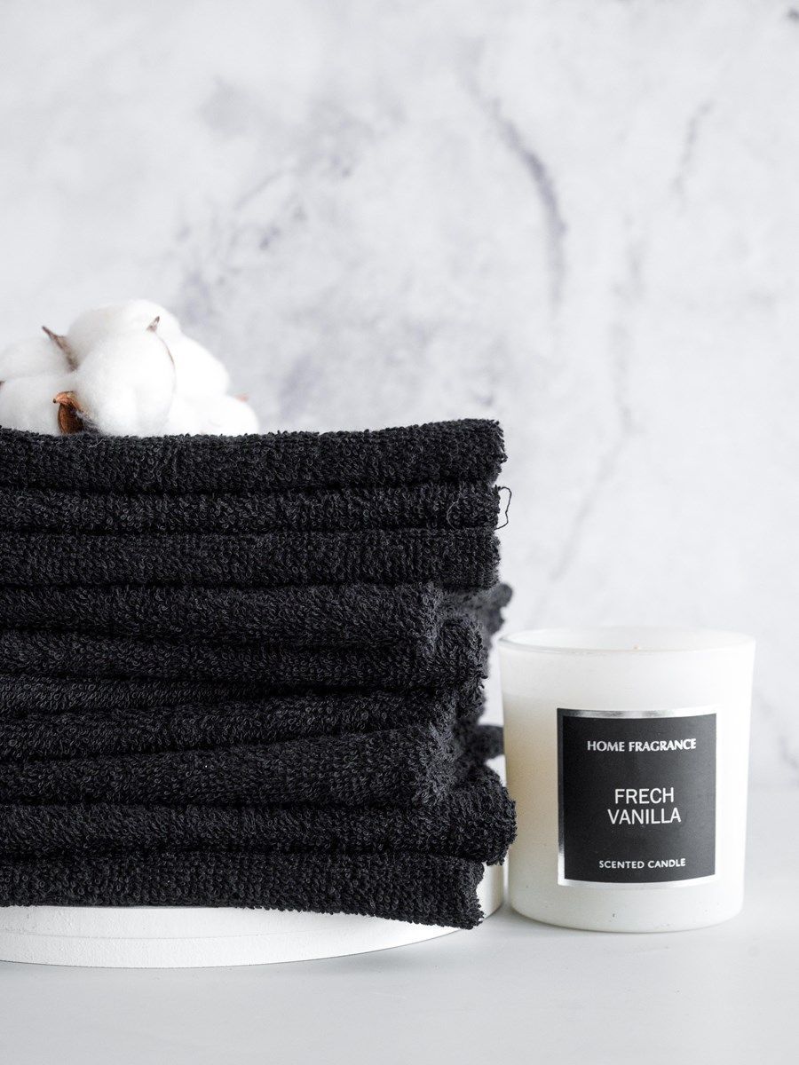 снимок Набор махровых салфеток 5 шт ( 30*30 ) черный от магазина BIO-TEXTILES ОПТ