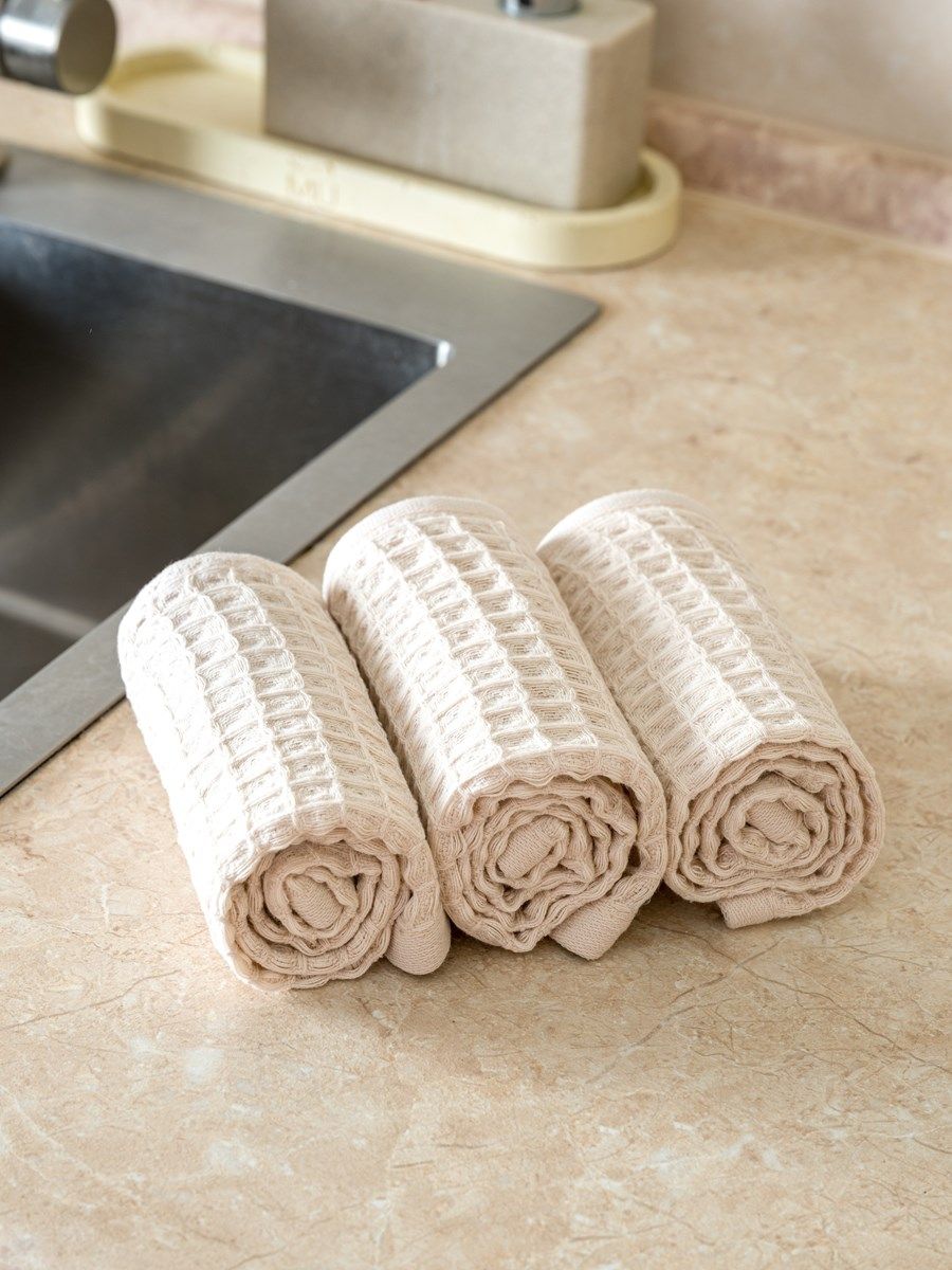 снимок Набор вафельных полотенец 3 шт (30*60) бежевые от магазина BIO-TEXTILES ОПТ