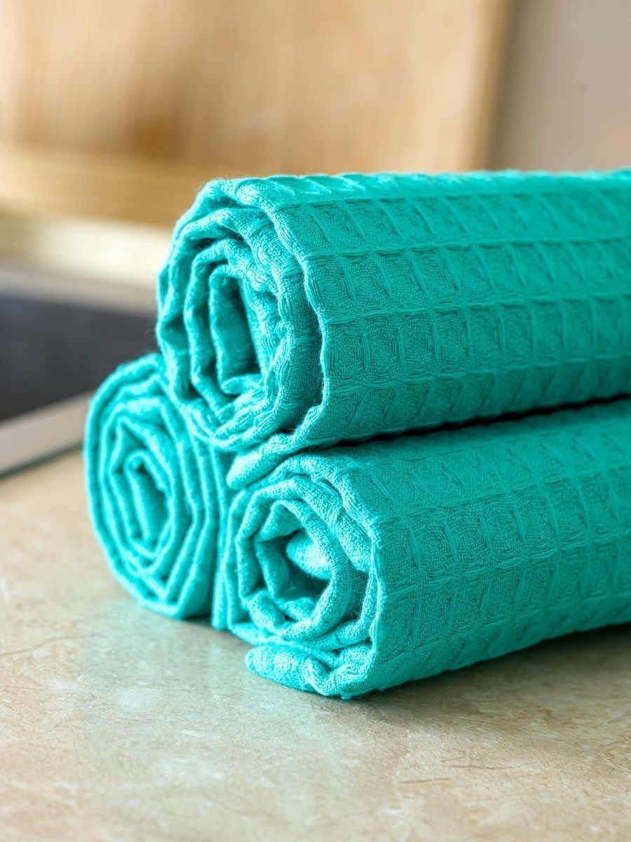снимок Набор вафельных полотенец 3 шт (30*60) зеленые от магазина BIO-TEXTILES ОПТ
