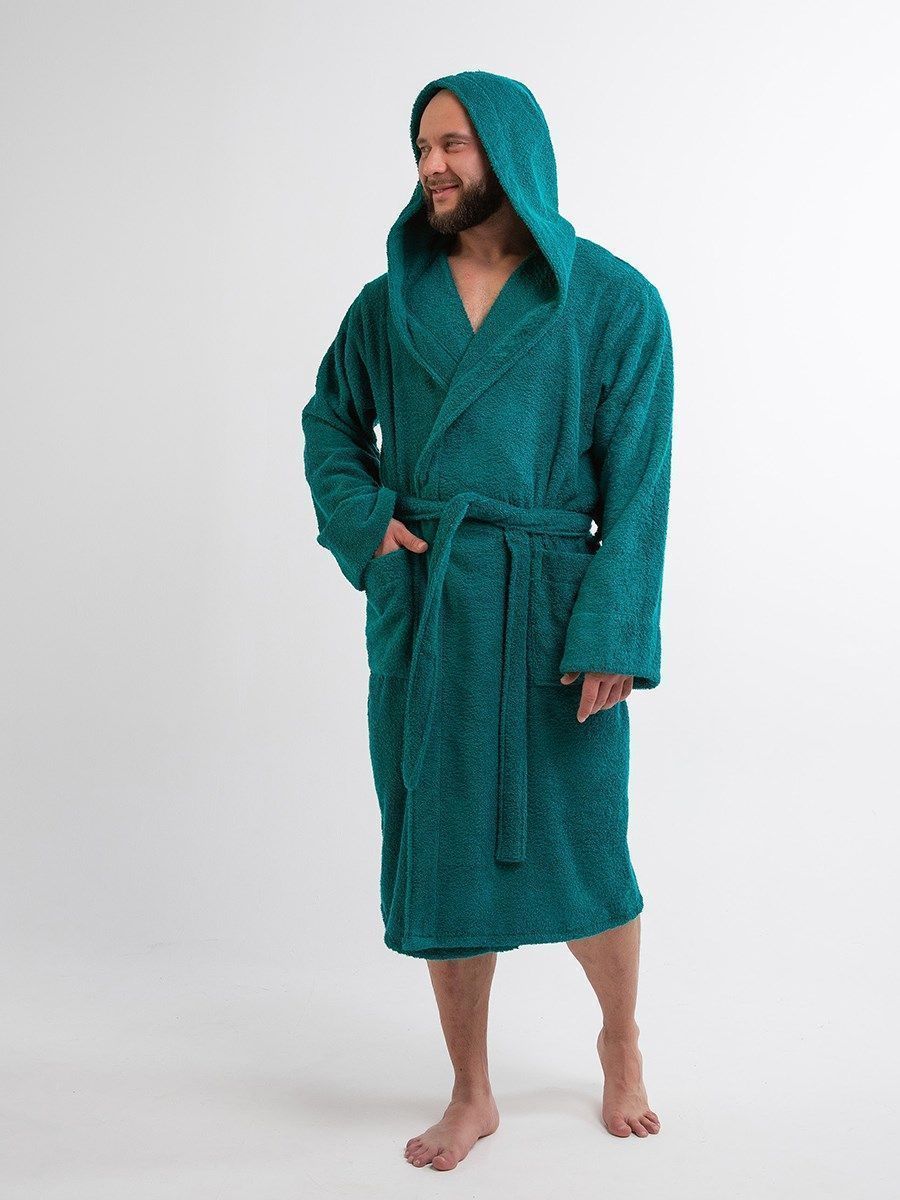 снимок Халат махровый с капюшоном, изумруд от магазина BIO-TEXTILES ОПТ