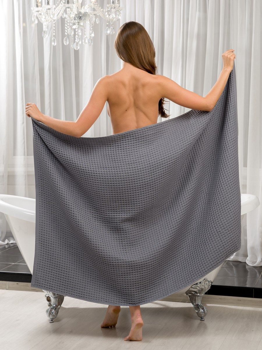 снимок Полотенце вафельное серое 100х150 от магазина BIO-TEXTILES ОПТ
