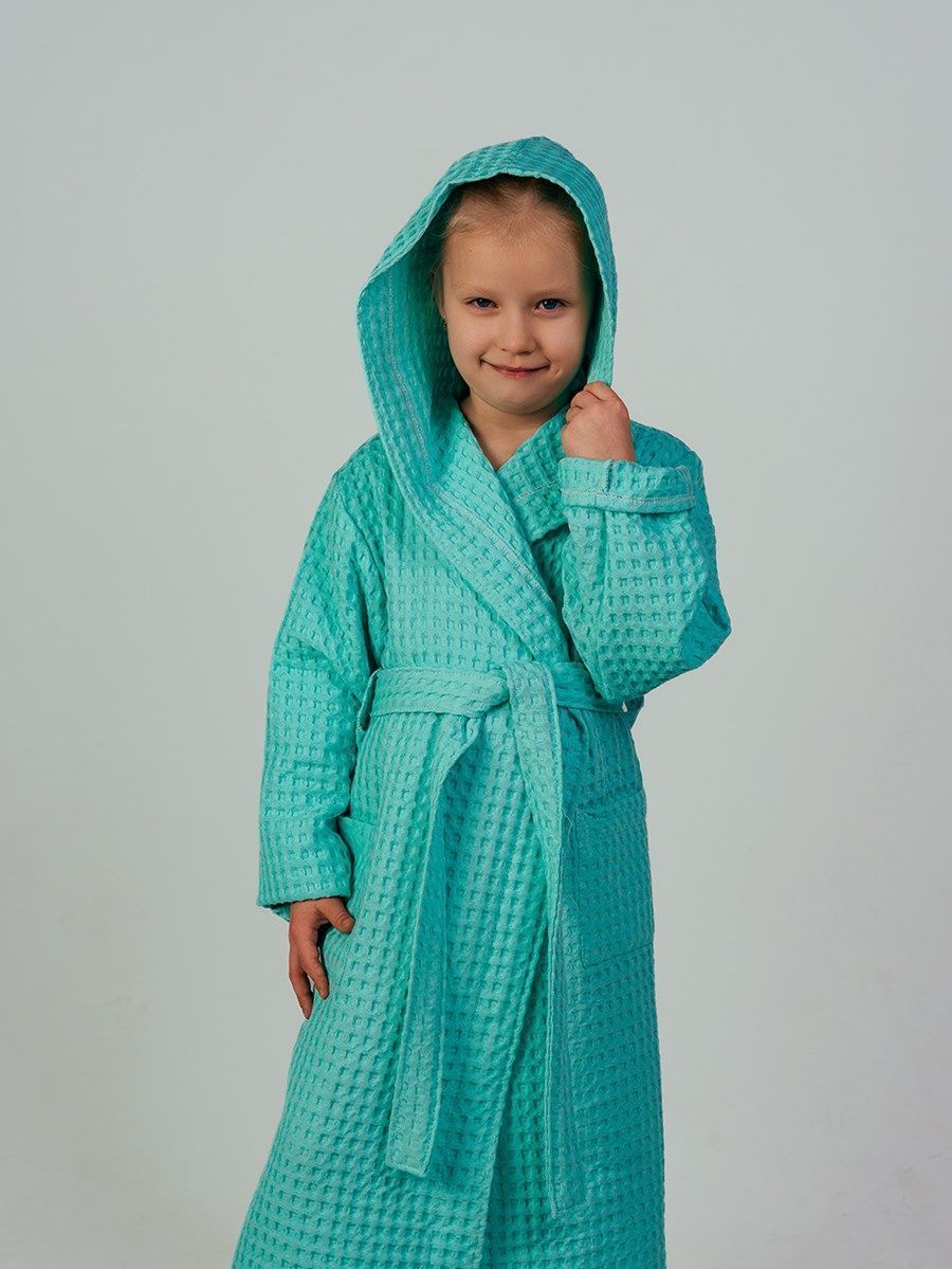 снимок Халат вафельный детский "Комфорт" мятный от магазина BIO-TEXTILES ОПТ