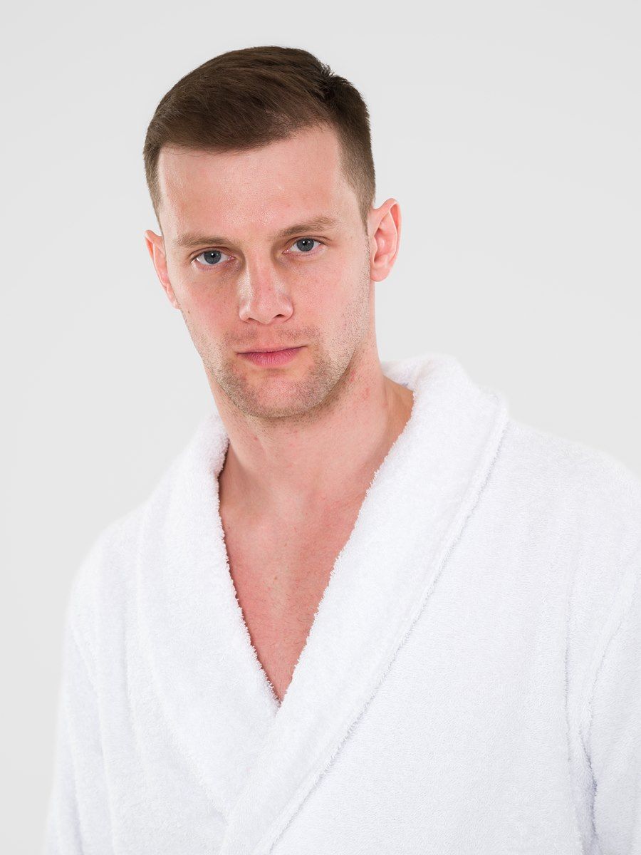 снимок Халат махровый PandaHug Leonardo белый шаль от магазина BIO-TEXTILES ОПТ