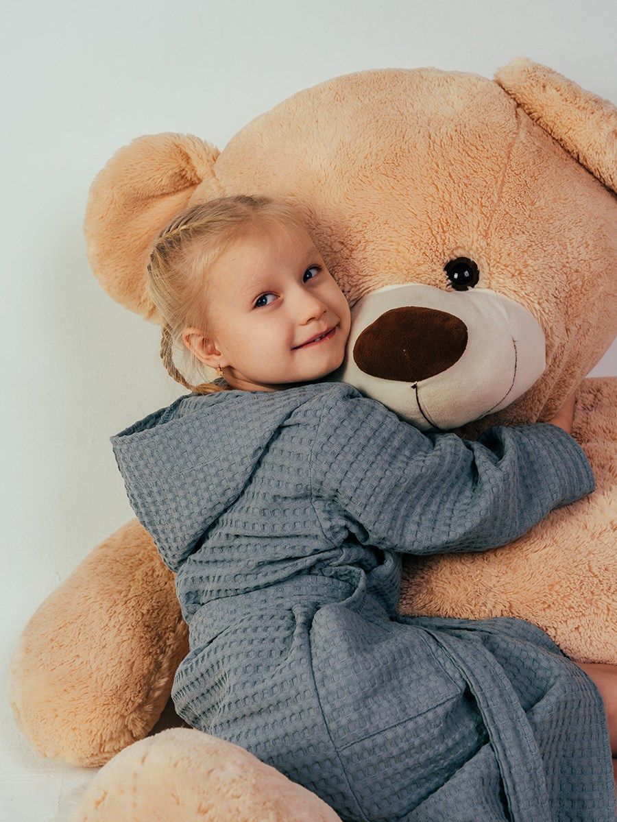 снимок Халат вафельный детский "Комфорт" серый от магазина BIO-TEXTILES ОПТ