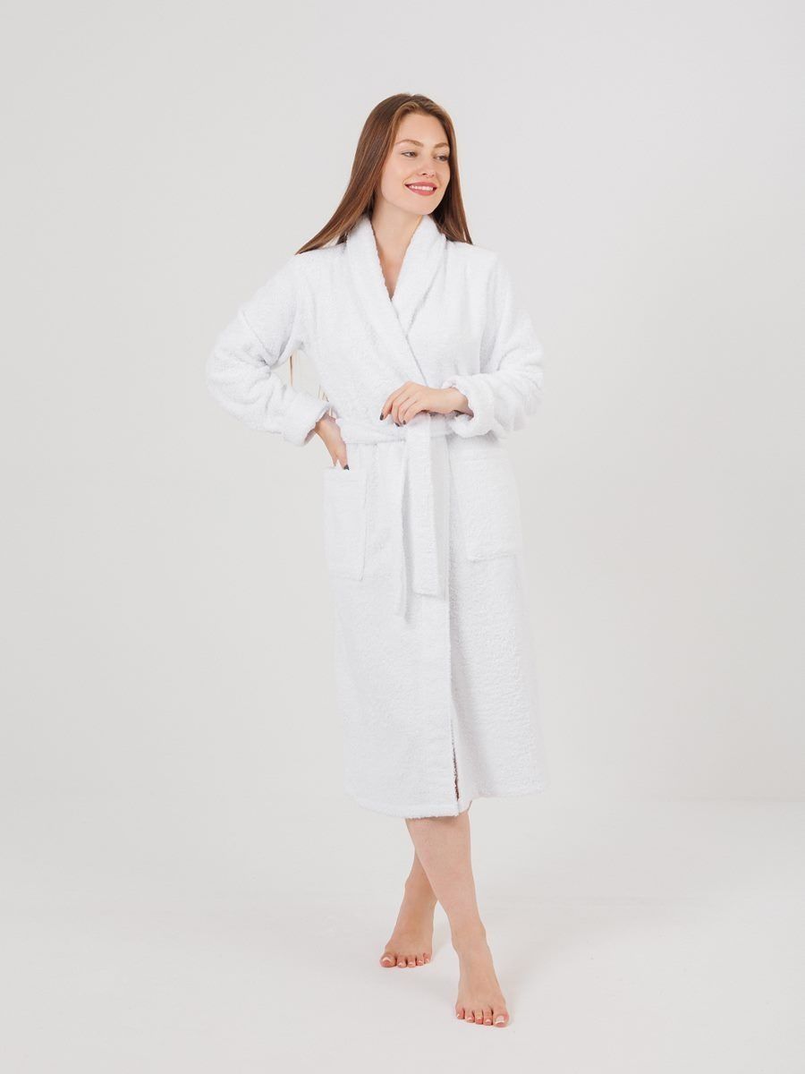 снимок Халат махровый женский белый от магазина BIO-TEXTILES ОПТ