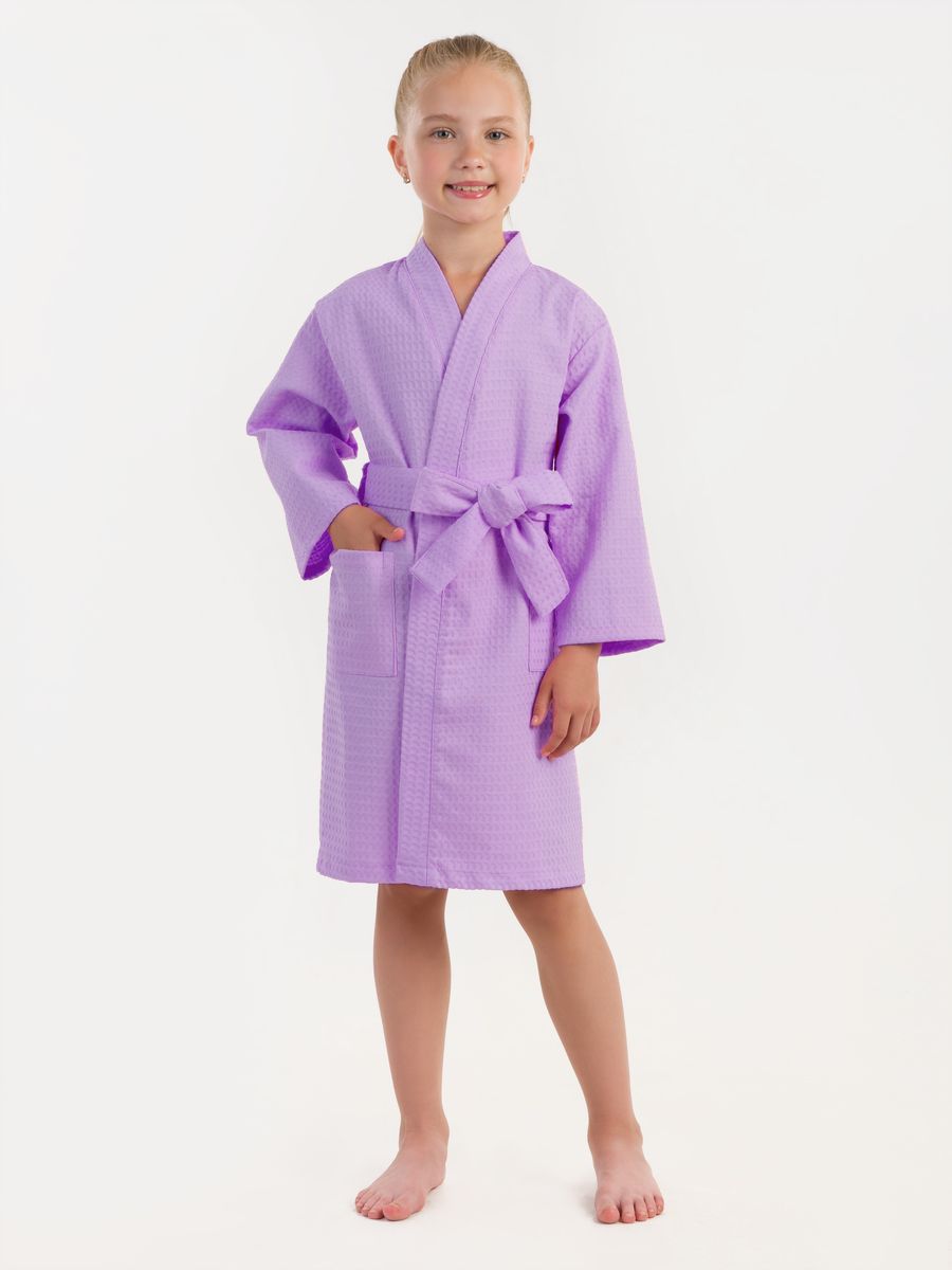 снимок Халат вафельный детский сиреневый  от магазина BIO-TEXTILES ОПТ