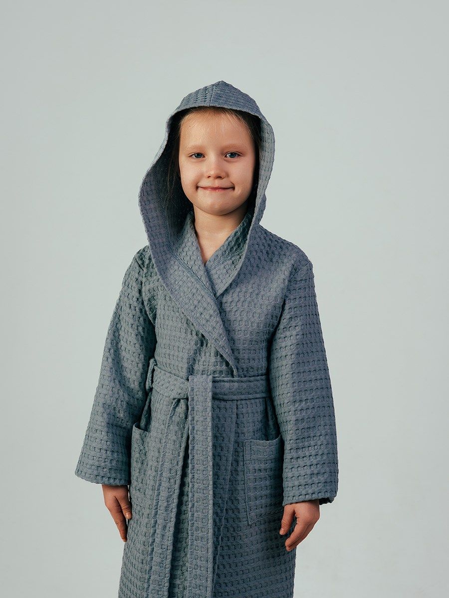 снимок Халат вафельный детский "Комфорт" серый от магазина BIO-TEXTILES ОПТ