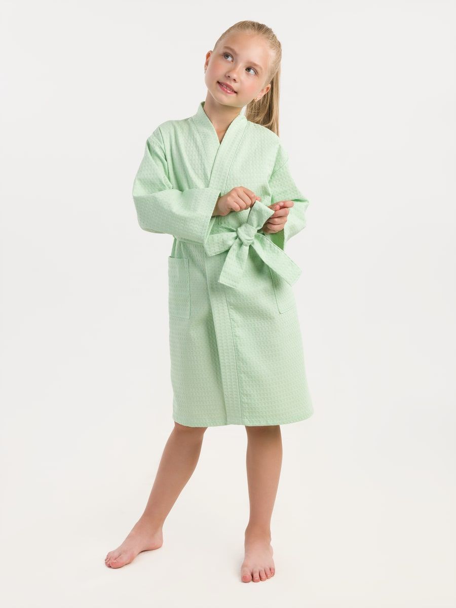 снимок Халат вафельный детский мятный от магазина BIO-TEXTILES ОПТ