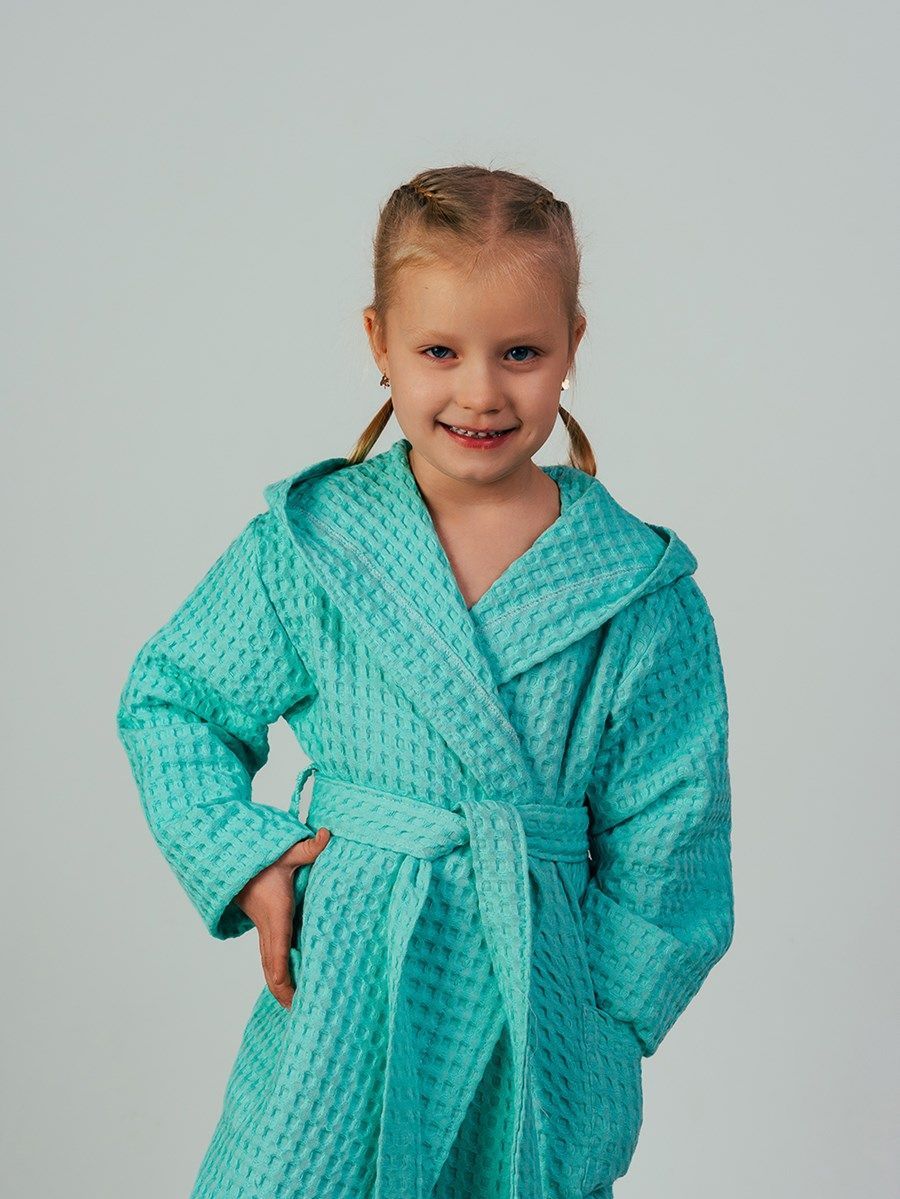 снимок Халат вафельный детский "Комфорт" мятный от магазина BIO-TEXTILES ОПТ