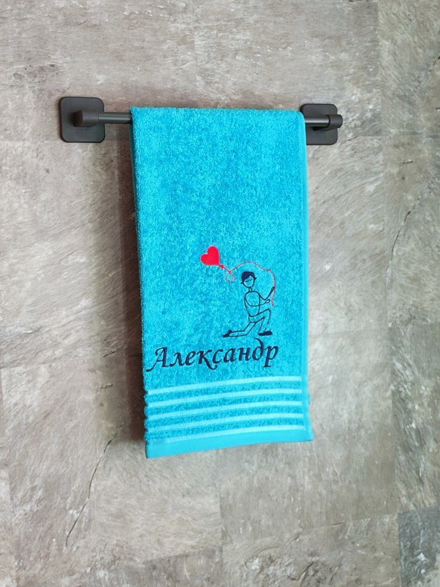 снимок Полотенце с вышивкой 50*90 "Александр" синее от магазина BIO-TEXTILES ОПТ